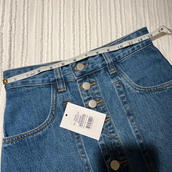 Showpo Alisa Midi Skirt- Ultra High-waisted Dark Blue Denim - Picture 5 of 9